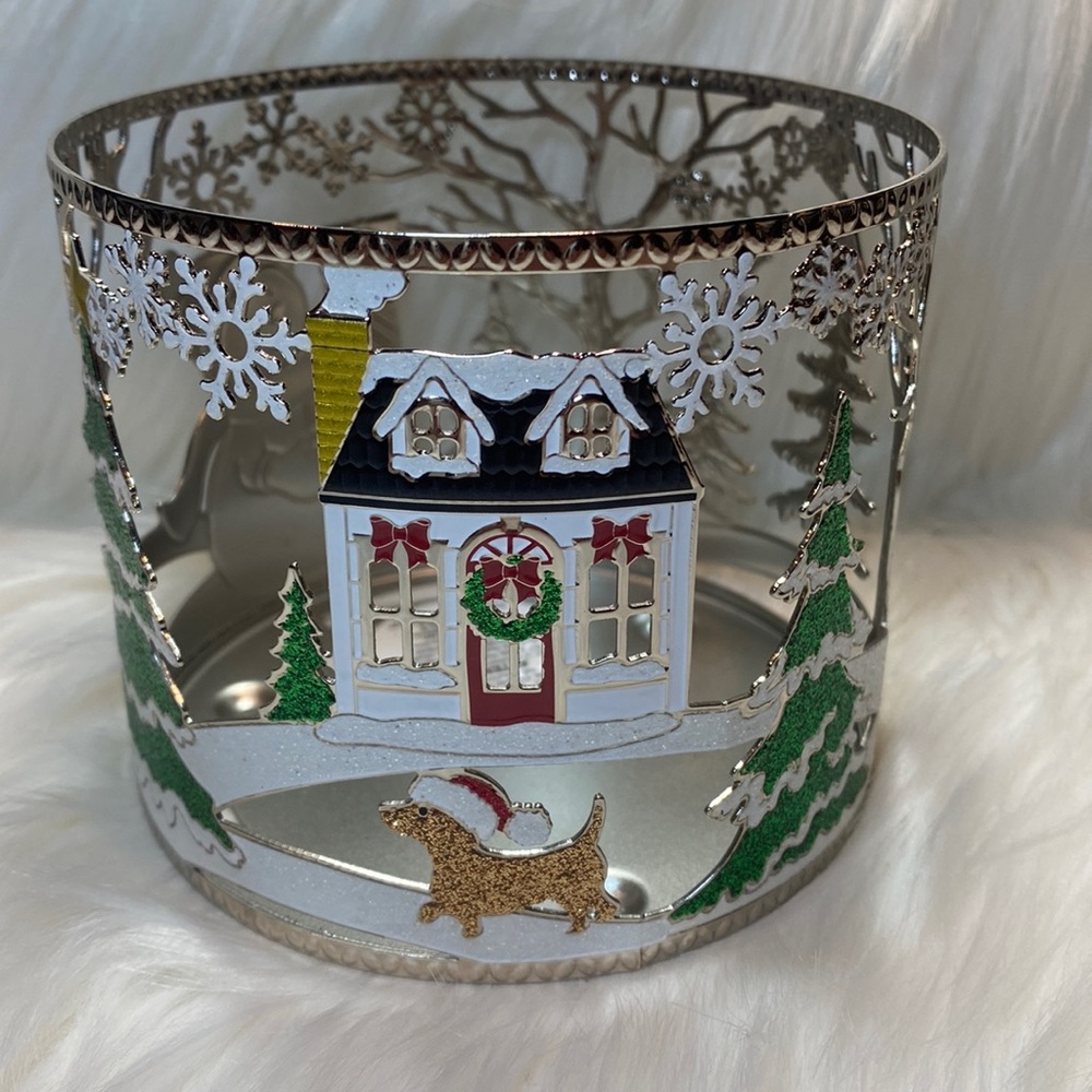 ☃️❄️“SNOWMAN WINTER ‘22 Christmas SCENE” BBW 3-Wick Metal Candle Holder, NWT